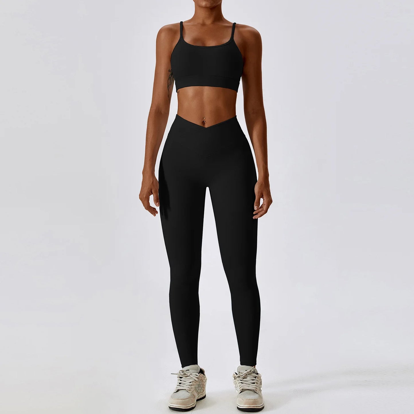 2-delt sømløst yoga-sett for kvinner – sports-BH og leggings, perfekt for trening og fitness!