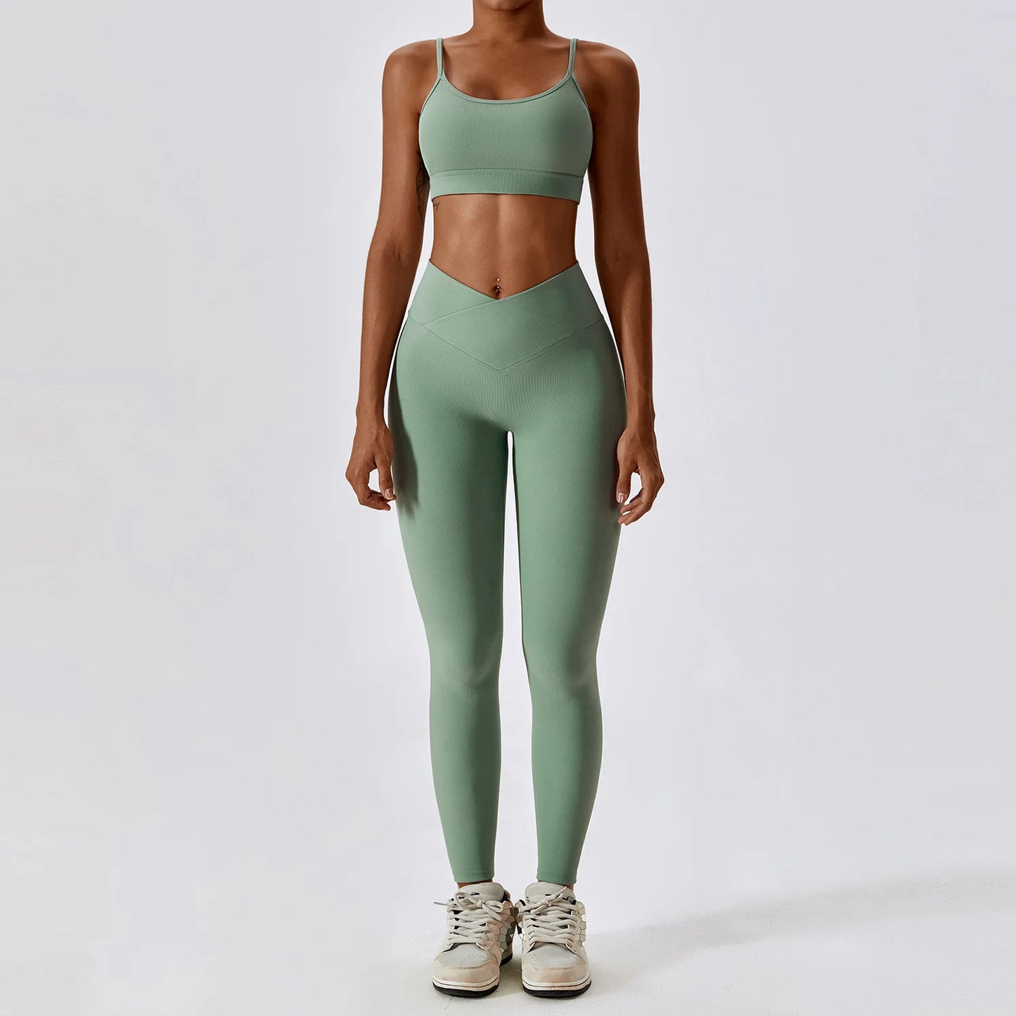 2-delt sømløst yoga-sett for kvinner – sports-BH og leggings, perfekt for trening og fitness!