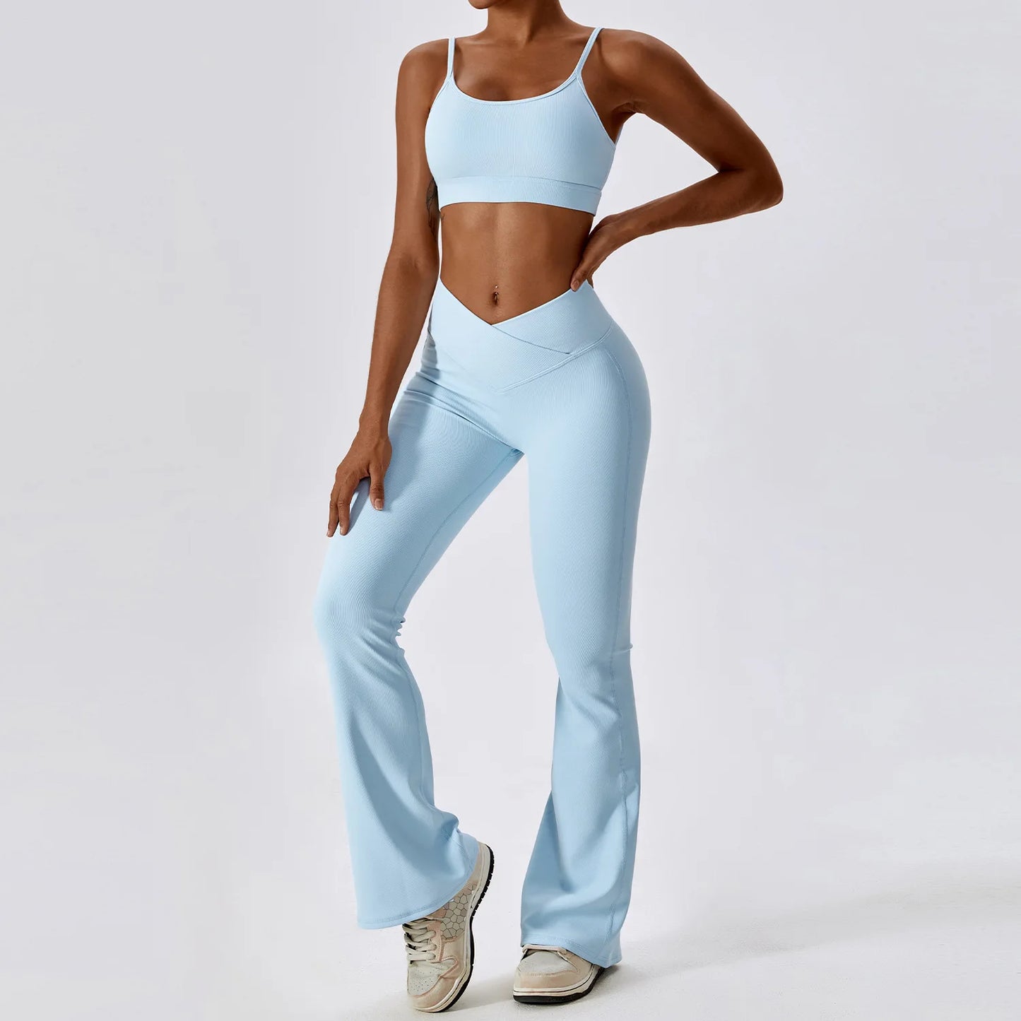 2-delt sømløst yoga-sett for kvinner – sports-BH og leggings, perfekt for trening og fitness!