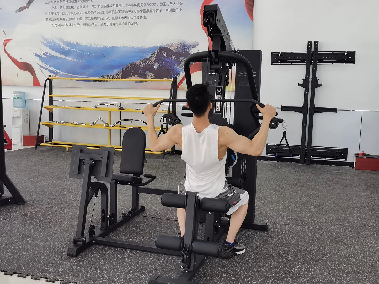Hjemmegym multifunksjonell enkeltstasjon med vektstakk.
