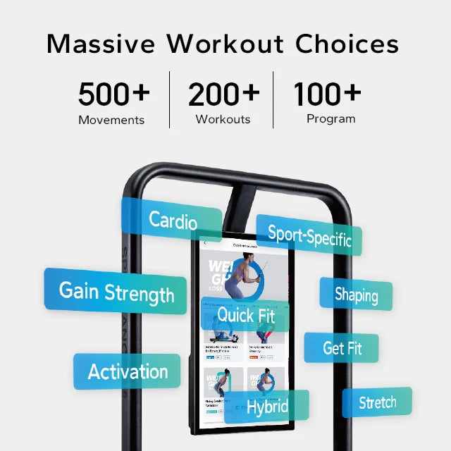 Intelligent treningsspeil for hjemmegym, motstandstrening og veggmontering.