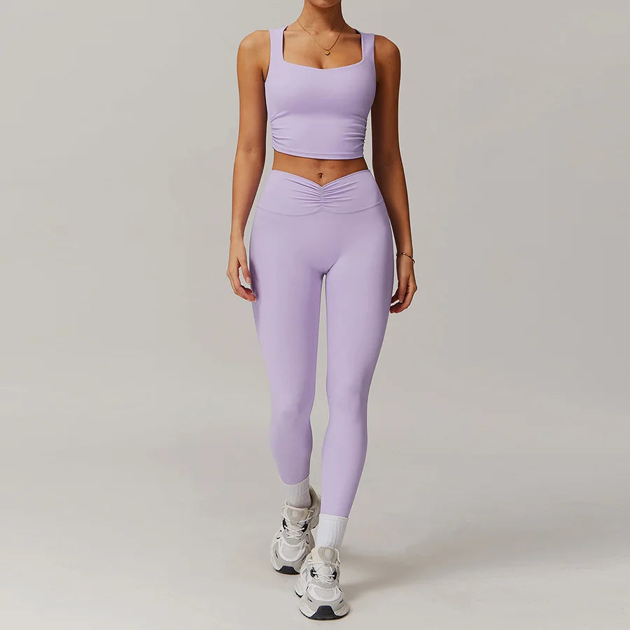 2-pakning treningssett – topp, vest og høytlivs tights. Perfekt for trening!