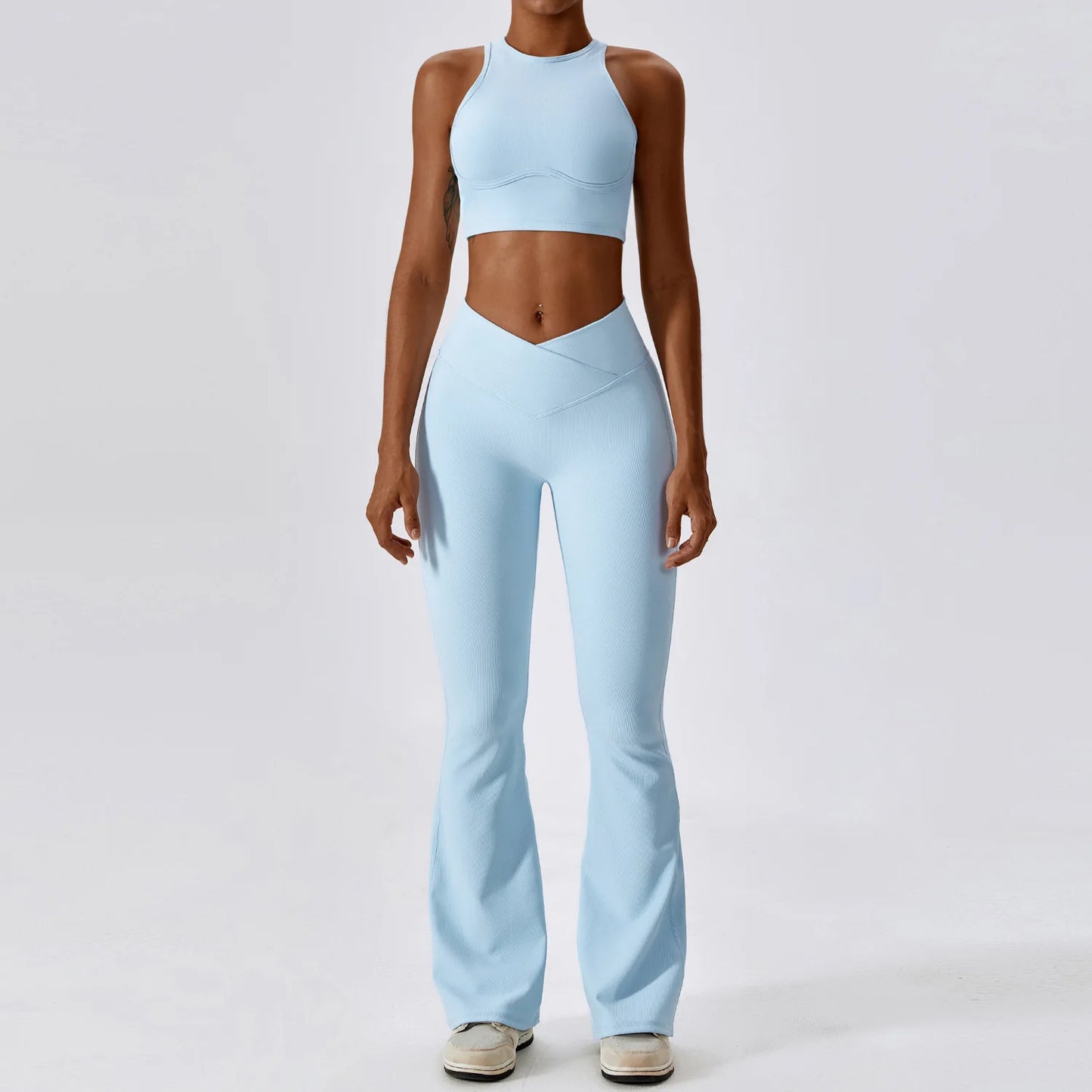 2-delt sømløst yoga-sett for kvinner – sports-BH og leggings, perfekt for trening og fitness!