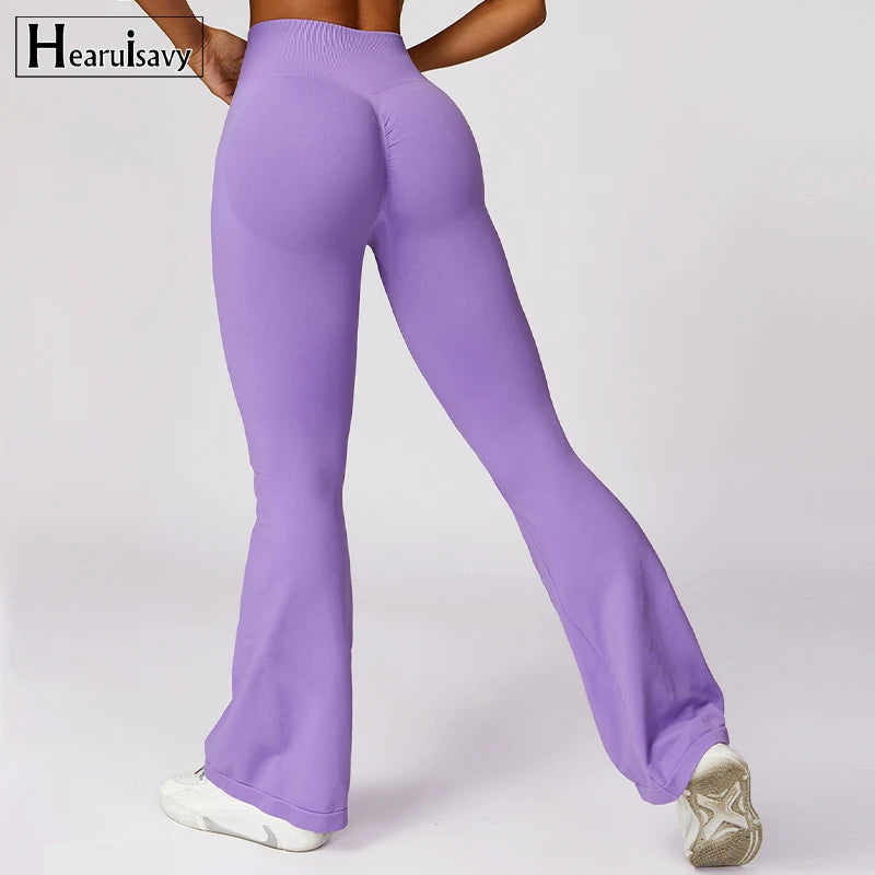 Sømløse flared leggings for kvinner – perfekt for trening, yoga og latin-dans.