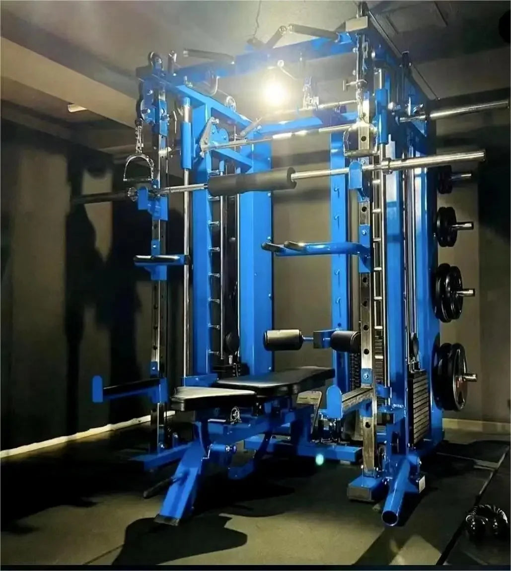 Fabrikk Kommersiell alt-i-ett hjemmegym fitnessrack, multifunksjonell stålkonstruksjon, Smith-stasjon for styrketrening.
