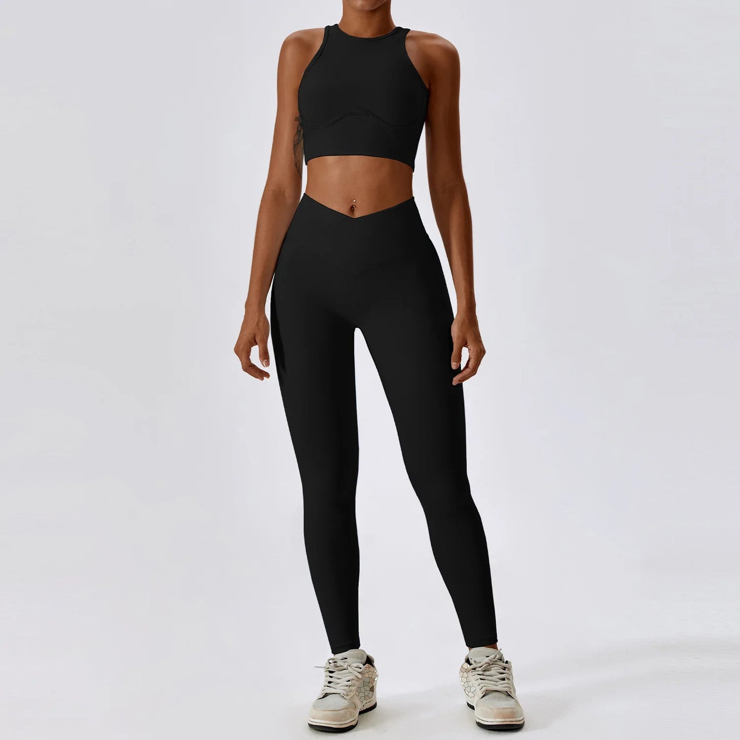 2-delt sømløst yoga-sett for kvinner – sports-BH og leggings, perfekt for trening og fitness!
