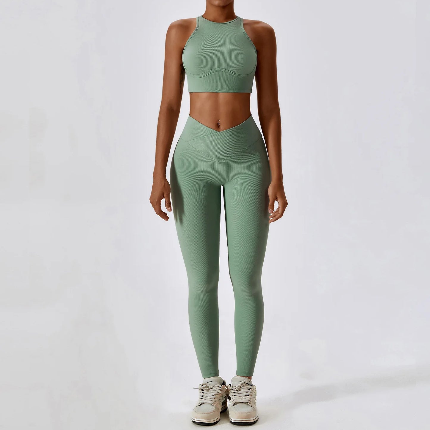 2-delt sømløst yoga-sett for kvinner – sports-BH og leggings, perfekt for trening og fitness!