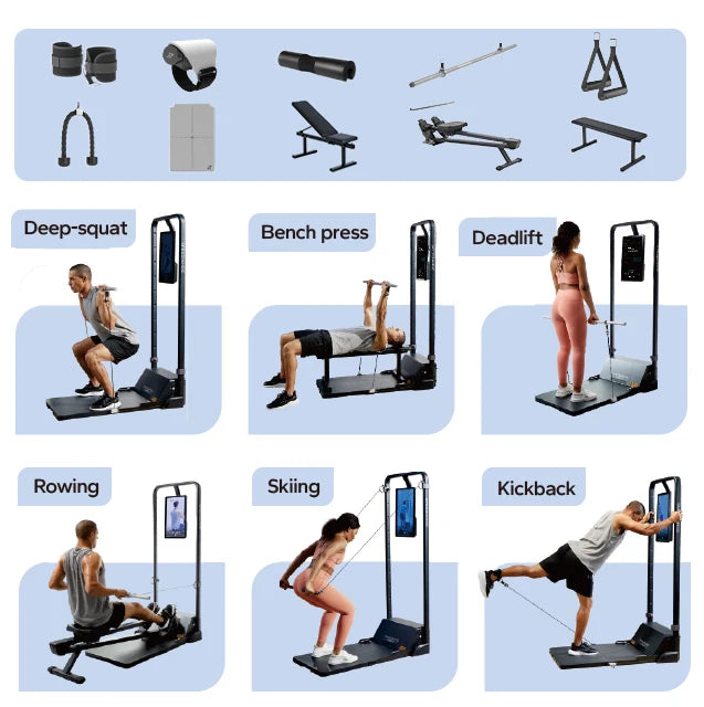 Intelligent treningsspeil for hjemmegym, motstandstrening og veggmontering.
