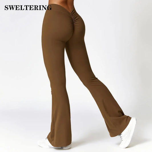 Høyt liv flare leggings  – brede ben, perfekt for yoga, trening og latin-dans.