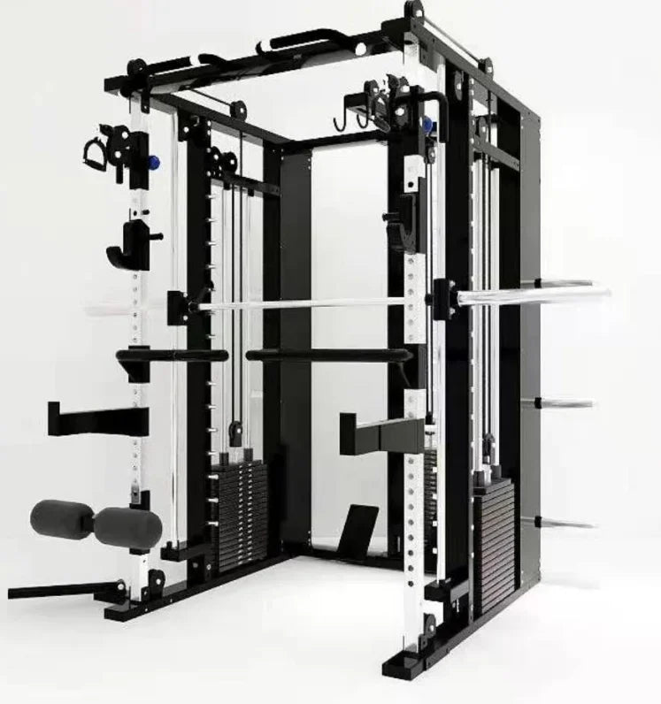 Fabrikk Kommersiell alt-i-ett hjemmegym fitnessrack, multifunksjonell stålkonstruksjon, Smith-stasjon for styrketrening.
