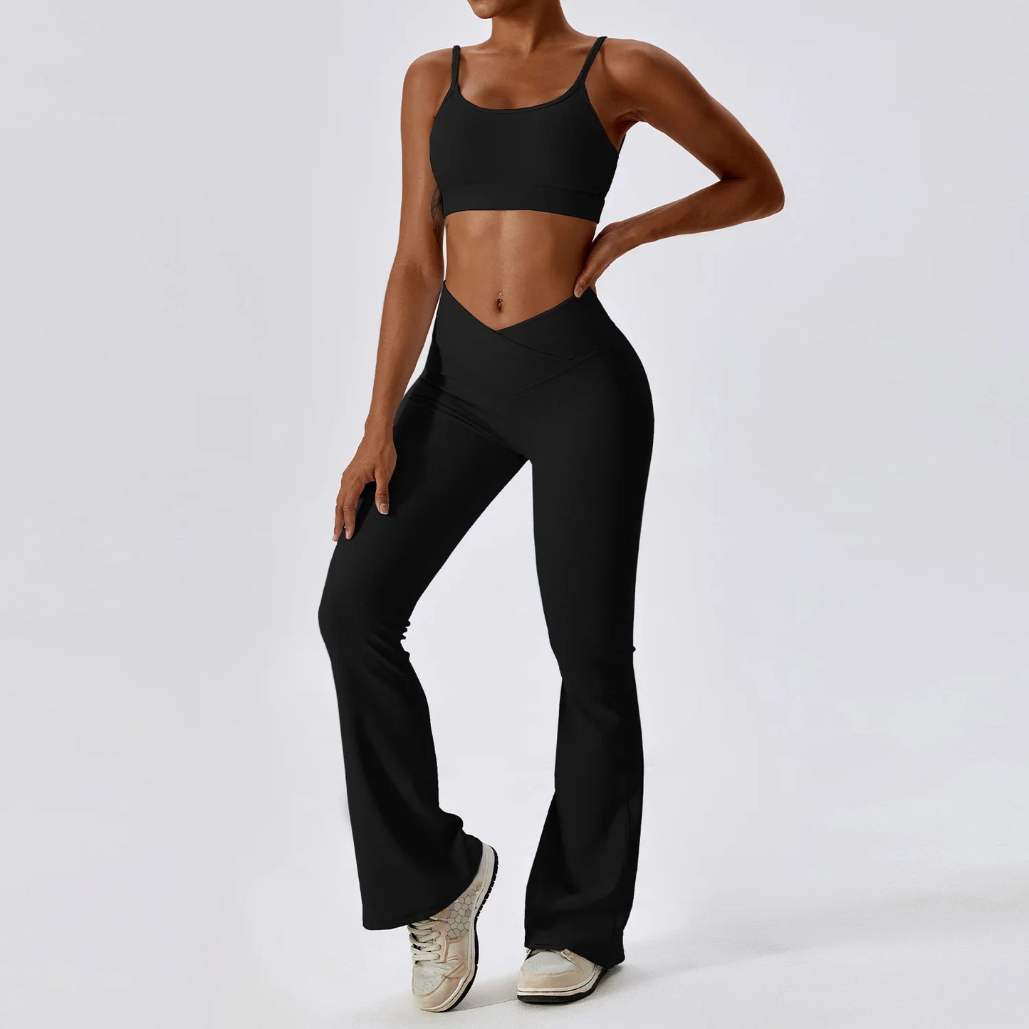 2-delt sømløst yoga-sett for kvinner – sports-BH og leggings, perfekt for trening og fitness!