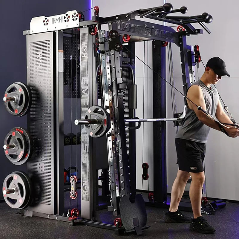Multifunksjonell Smith-maskin – solid design med vektstabel, perfekt for hjemmegym og kommersiell bruk.