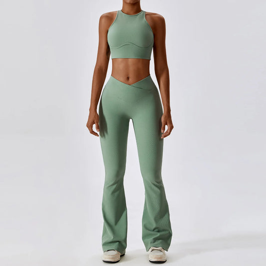 2-delt sømløst yoga-sett for kvinner – sports-BH og leggings, perfekt for trening og fitness!