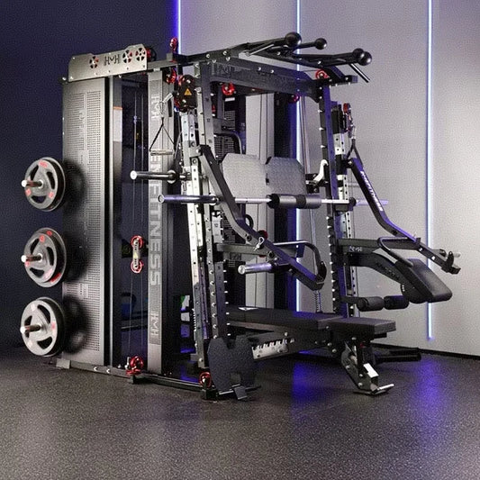 Multifunksjonell Smith-maskin – solid design med vektstabel, perfekt for hjemmegym og kommersiell bruk.