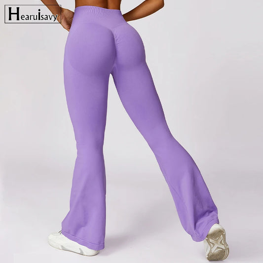 Sømløse flared leggings for kvinner – perfekt for trening, yoga og latin-dans.