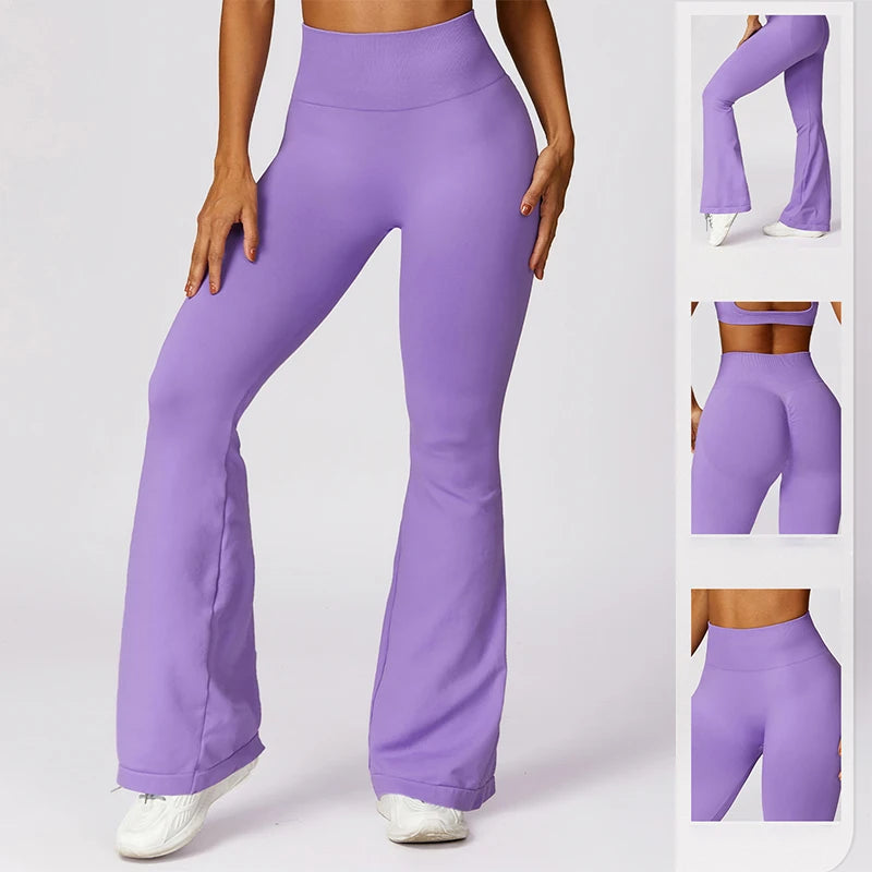 Sømløse flared leggings for kvinner – perfekt for trening, yoga og latin-dans.