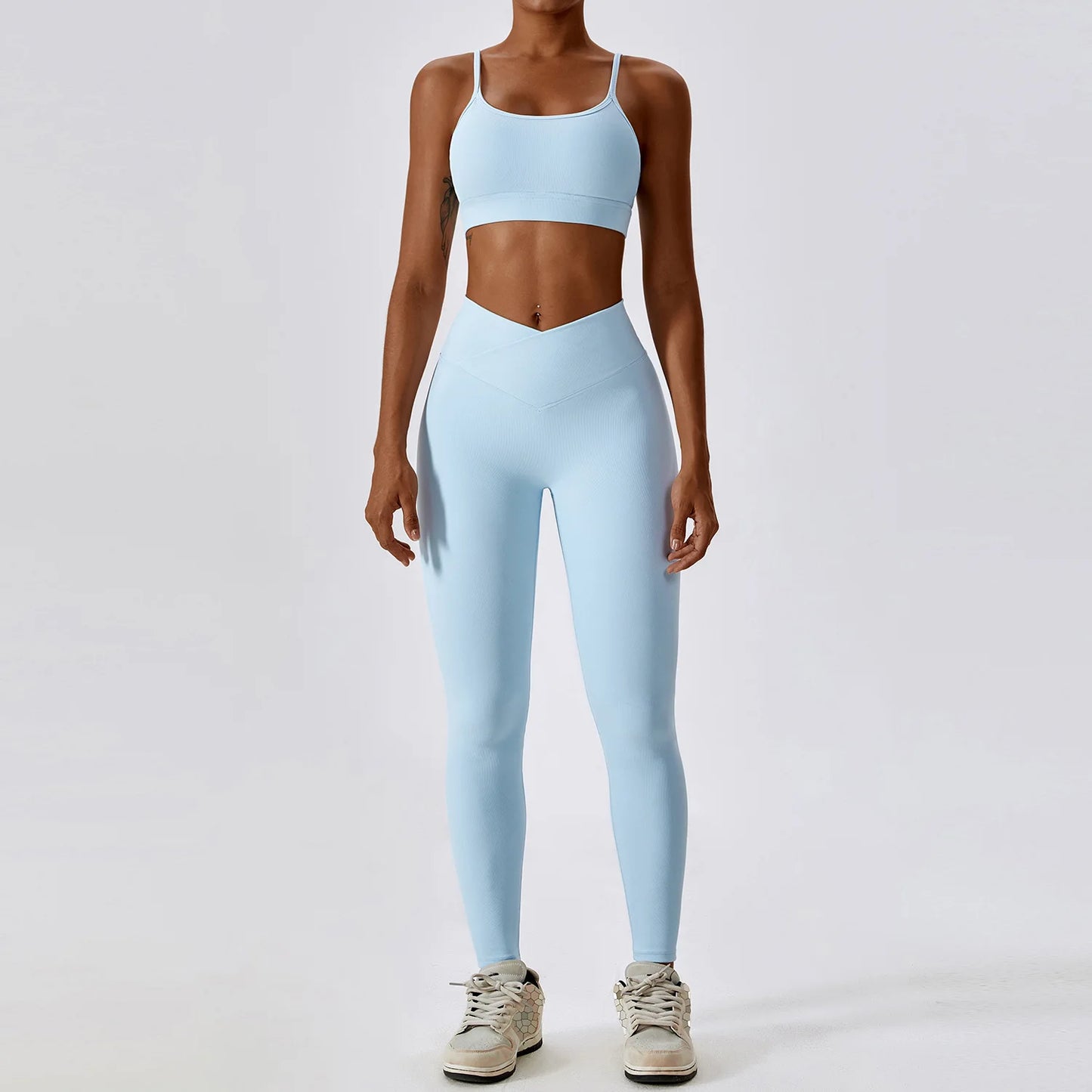 2-delt sømløst yoga-sett for kvinner – sports-BH og leggings, perfekt for trening og fitness!